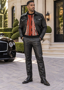 Load image into Gallery viewer, Lanzino Faux Leather Jacket # JK144 Black
