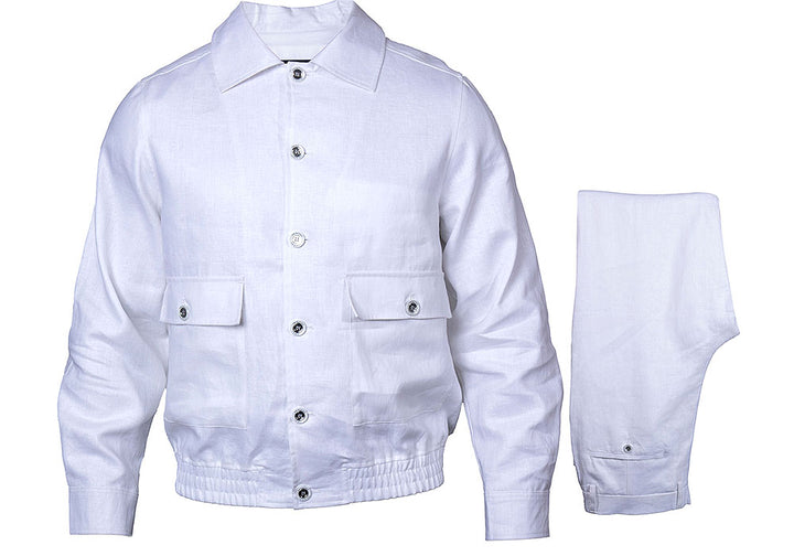 Prestige Linen Jacket/Pants Set # LNG6300 White