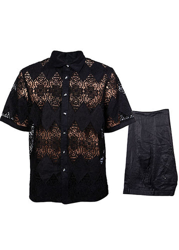 Prestige Linen Shirt/Pants Set # LUX461 Black