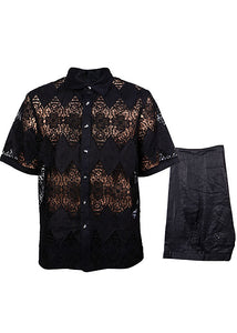 Prestige Linen Shirt/Pants Set # LUX461 Black
