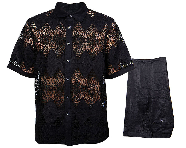 Prestige Linen Shirt/Pants Set # LUX461 Black