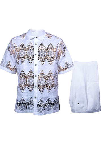 Prestige Linen Shirt/Pants Set # LUX461 White