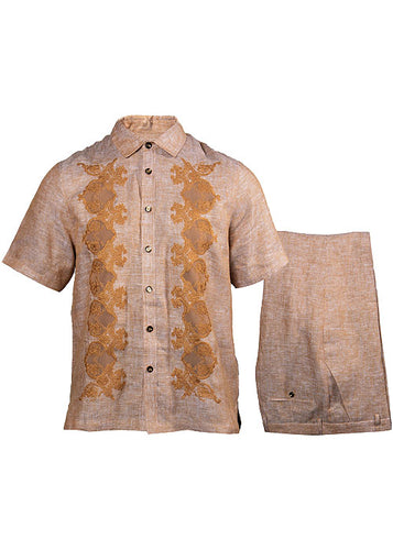 Prestige Linen Shirt/Pants Set # LUX464 Khaki