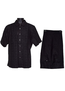 Prestige Linen Shirt/Pants Set # LUX465 Black