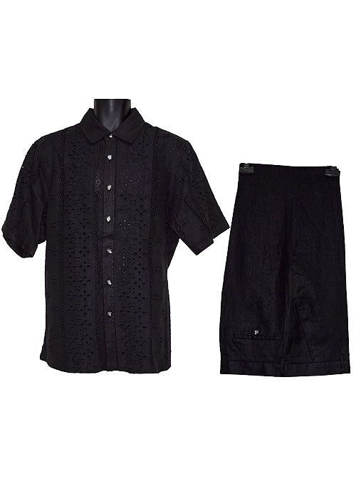Prestige Linen Shirt/Pants Set # LUX465 Black