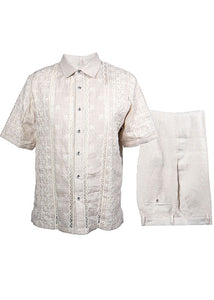 Prestige Linen Shirt/Pants Set # LUX465 Oatmeal