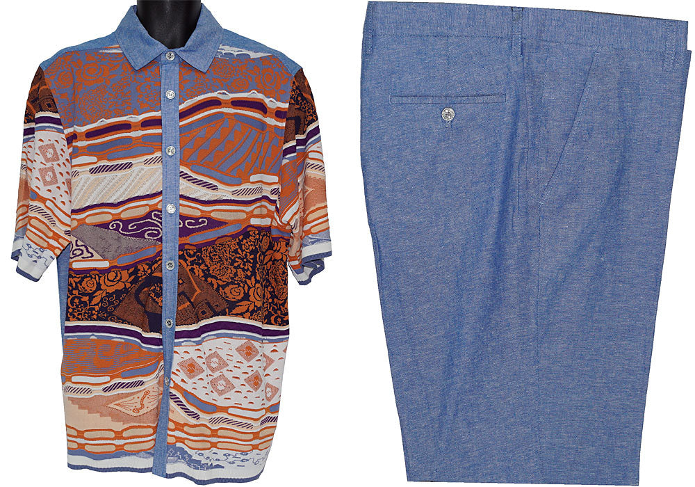 Prestige Linen Shirt/Pants Set # LUX512 Blue