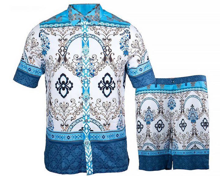 Prestige Linen Shirt/Shorts Set # LP66 Blue