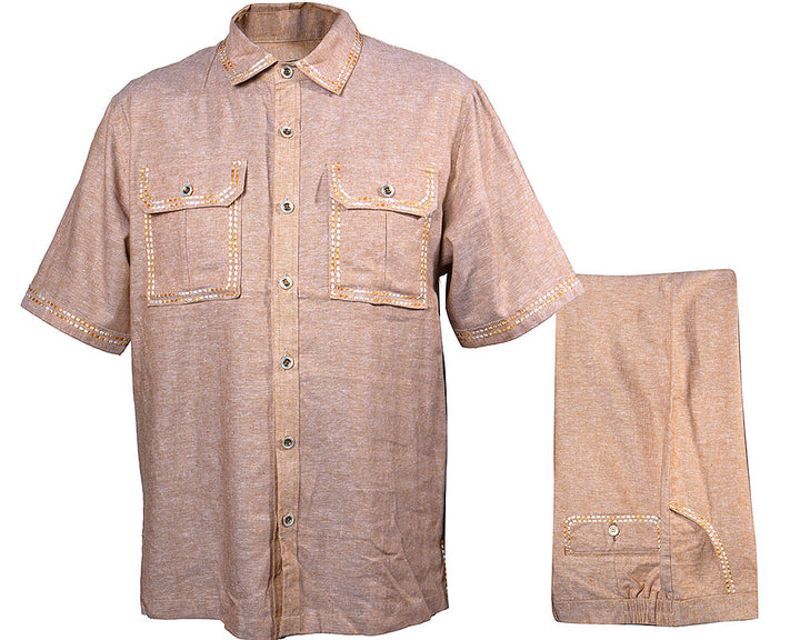 Prestige Linen Shirt/Pants Set # LUX530 Khaki