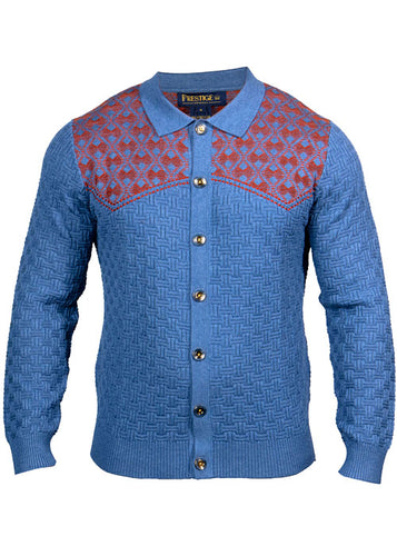 Prestige Button-Down Sweater # SW664 Denim
