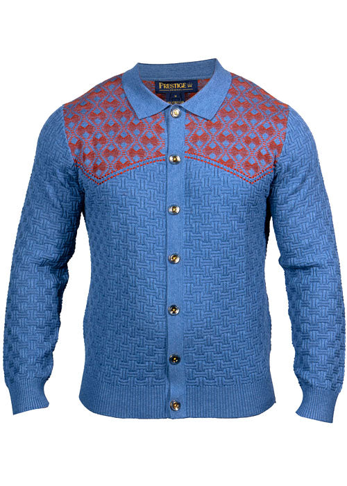 Prestige Button-Down Sweater # SW664 Denim