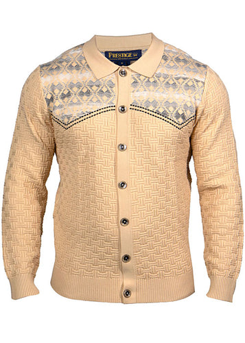 Prestige Button-Down Sweater # SW664 Sand