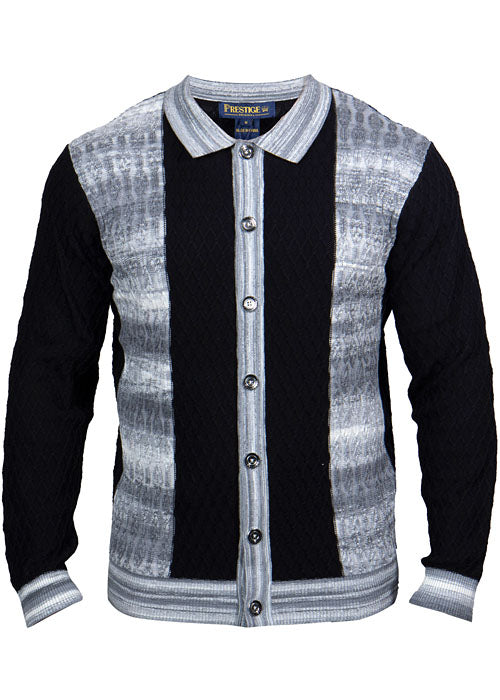 Prestige Button-Down Sweater # SW687 Black Combo