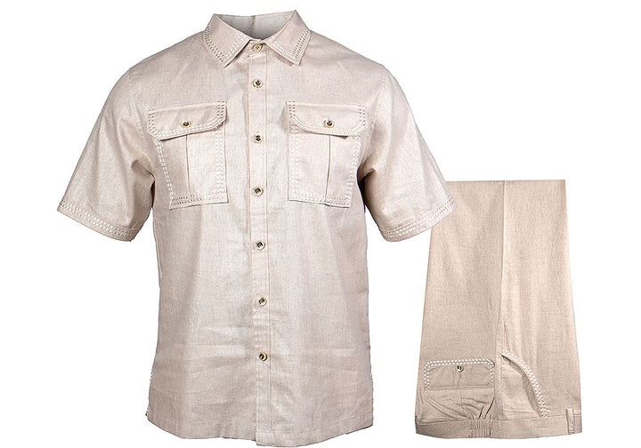 Prestige Linen Shirt/Pants Set # LUX530 Oatmeal