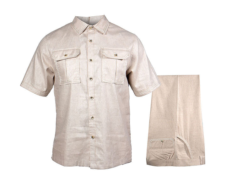 Prestige Linen Shirt/Pants Set # LUX530 Oatmeal