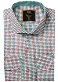 Steven Land Dress Shirt # 2508 Coral/Lagoon