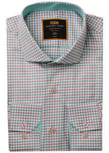 Steven Land Dress Shirt # 2508 Coral/Lagoon