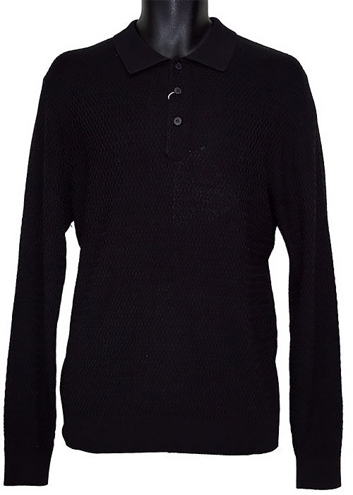 Tulliano Silk Blend 3-Button Polo Sweater 'Pinto' Black