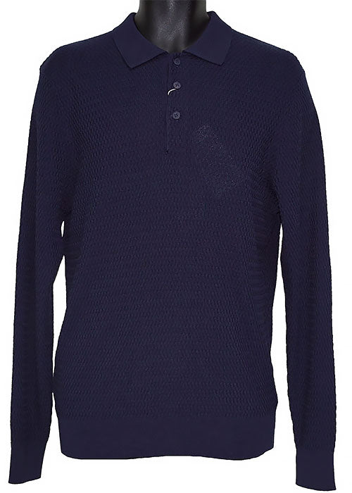 Tulliano Silk Blend 3-Button Polo Sweater 'Pinto' Navy
