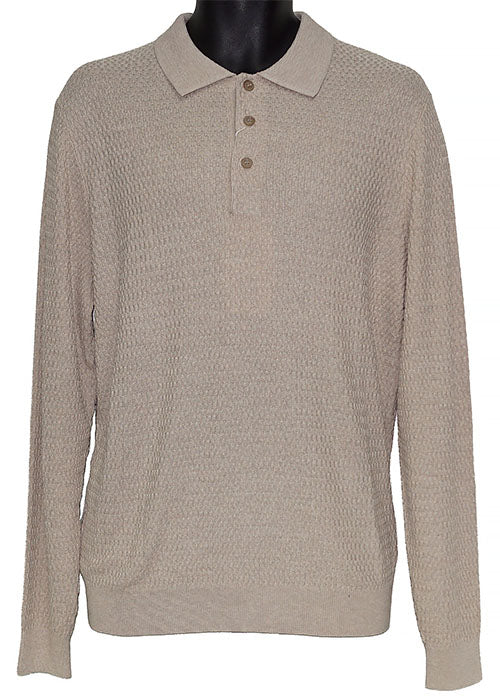 Tulliano Silk Blend 3-Button Polo Sweater 'Pinto' Oatmeal