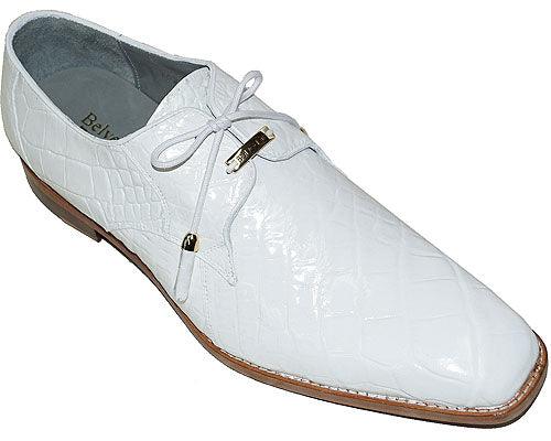 Belvedere Alligator Shoes 'Lago-L' White / 14