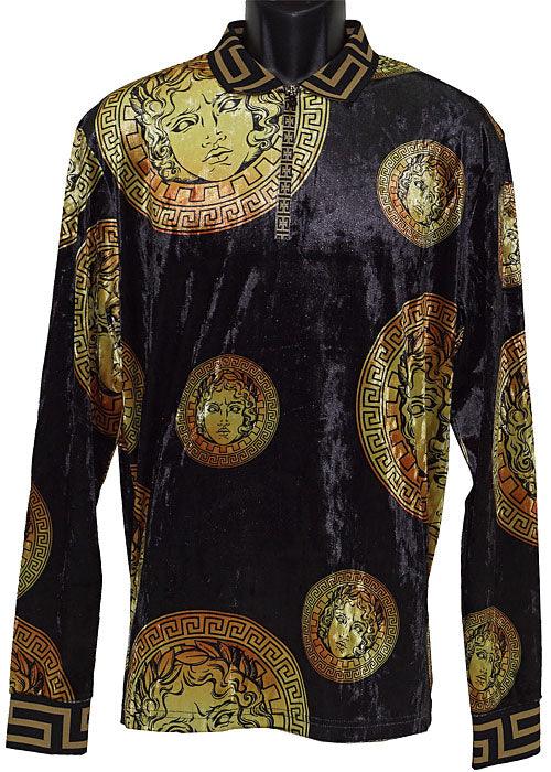 Lanzino Velvet Shirt # SPL038 Black - Alligator World